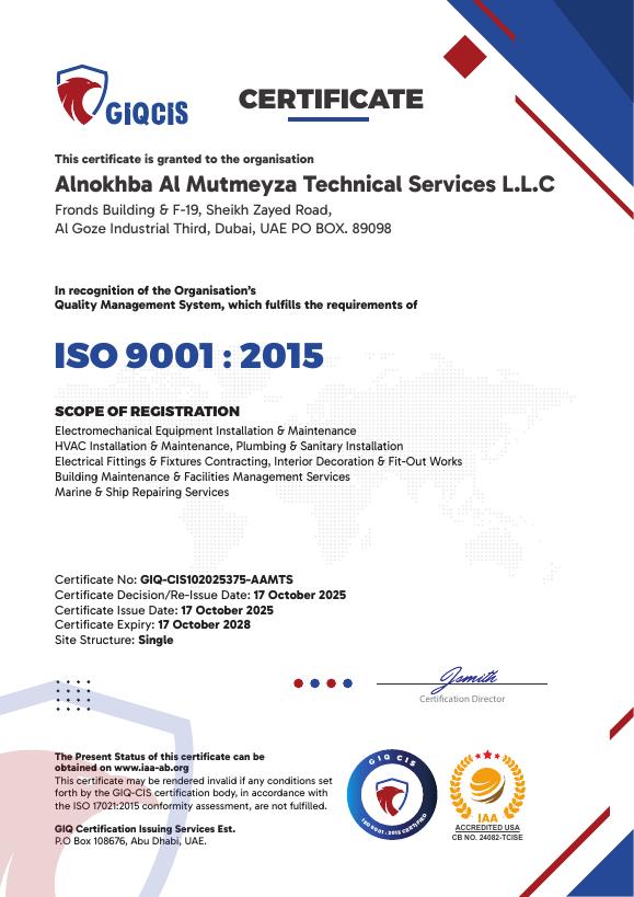 ISO 9001:2015 certificate