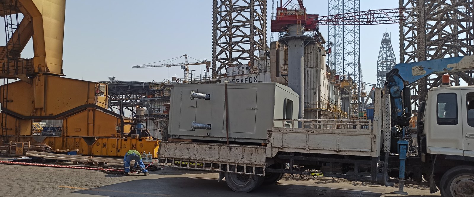 Air-handling units fabricated by TOTS loaded on a truck for delivery