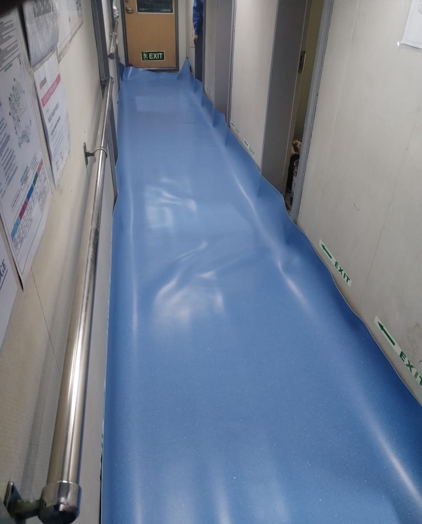 Corridor with new vinyl flooring installed